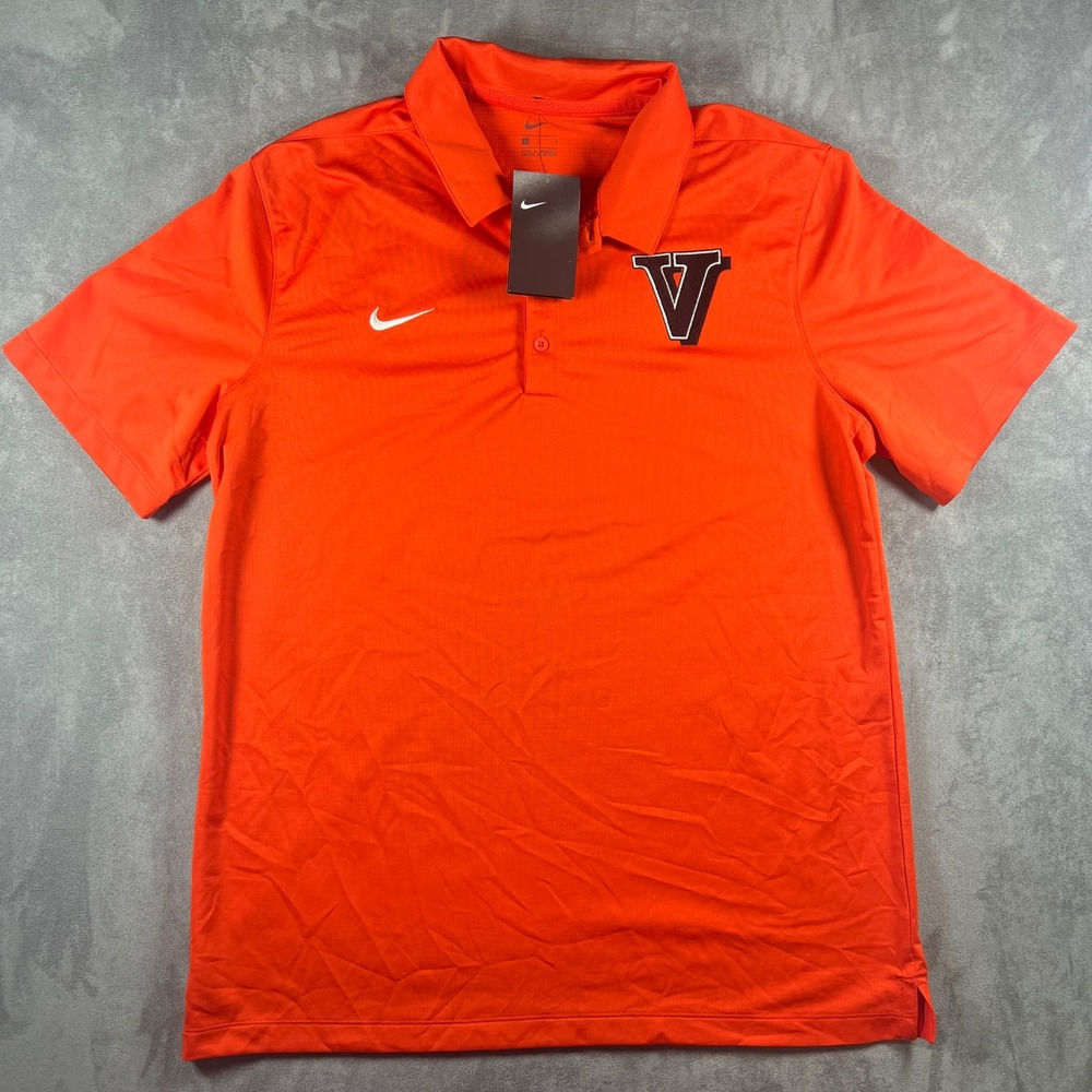 Nike Dri-Fit Polo Shirt Large Orange 'V' Logo‎ Performance Top New NWT